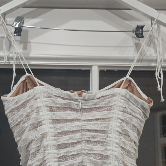 For Love And Lemons White Striped Ruched Dress - Picture 5 of 6